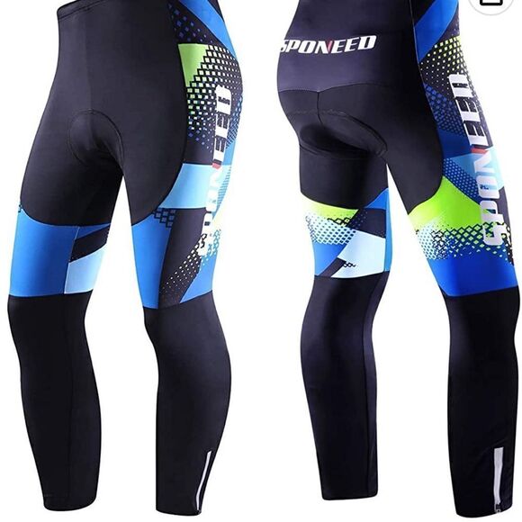 Sponeed Black Padded Stretch Cycling Leggings- New With Tags - Picture 1 of 13